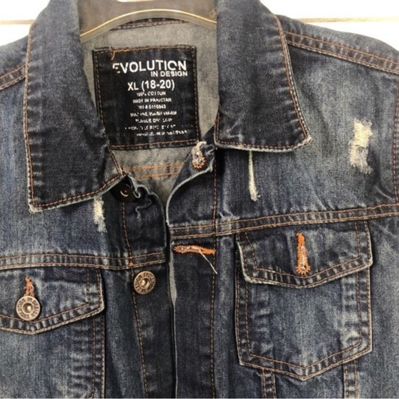 Super cool distressed denim button up vest with collar. See pix/dimensions XL - Picture 6 of 7
